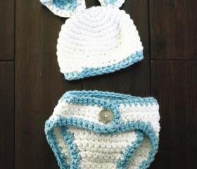 Baby Boy Bunny Hat and Diaper Cover Set- Must See Too Cute Newborn Baby Boy Or Girl Crochet Gift Newborn Crochet Hats Easter Set
