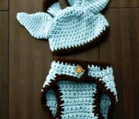 Crochet Baby Giraffe Hat and Diaper Cover Set - Costume - Baby Crochet Hat - Newborn Hat - Photo Prop